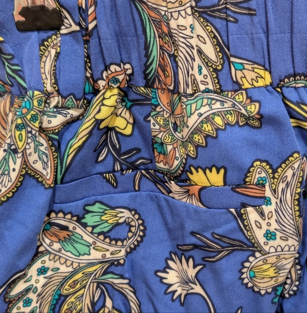 LOFT Blue Paisley Pants Size 10 Petite - Picture 3 of 5